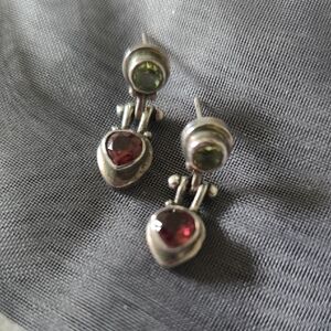 Elegant Silver and Red Earrings